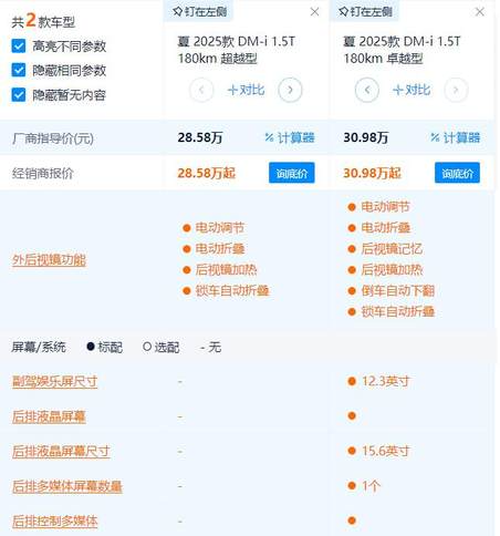 比亚迪夏选车攻略：最值得买的是100km顶配车型？